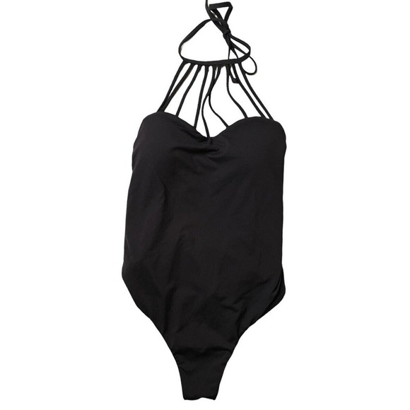 Billabong Black Sol Searcher Strappy High Neck Swimsuit Size Small - Picture 3 of 10